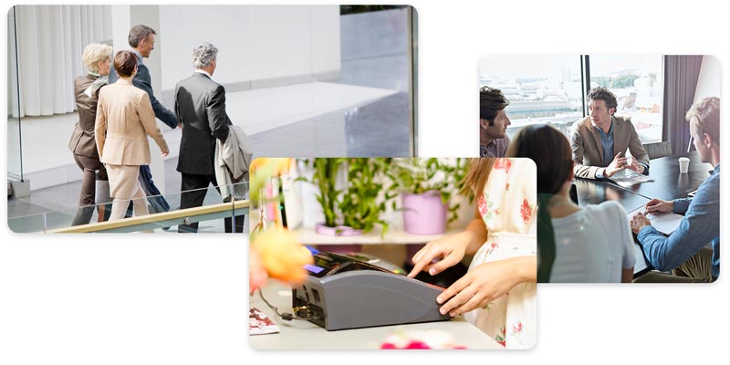 A collage of different business structures